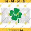 FlowerNature Clipart Green Solid Four Leaf Clover Shamrock with Lucky Cutout Irish Saint Patricks Day Digital Download SVG PNG Design 752