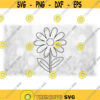 FlowerNature Clipart Simple Easy Black Doodle Daisy Silhouette Outline with Petals and Stem Flower Design Digital Download SVG PNG Design 625