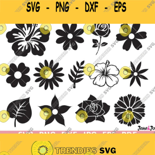 Flowers SVG Bundle Flowers Clipart Leaves svg Rose SVG Circut Cut Files Silhouette Flowers Png DXF Eps Vector Instant Download Shirt