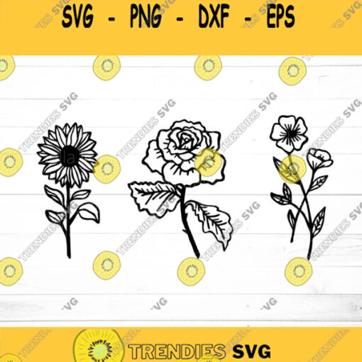 Flowers SVG Flower Svg Floral Svg Sunflower Svg Daisy Svg Rose Svg Wildflower Svg Svg Files For Cricut Sublimation Designs Downloads