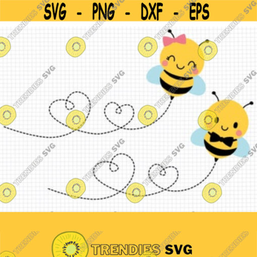 Flying Bumble Bee SVG. Baby Honey Bee Cut Files. Girl Boy Cute Honeybee in Heart Flight Clipart. Kids Vector. Instant Download dxf eps png Design 358
