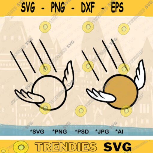 Flying Golden Ball SVG Bundle Color and Outline Magic Sport SVG cut file Monogram Stencil Clip Art Golden Ball Transparent Background