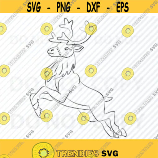 Flying reindeer Outline SVG file for Cricut Christmas Vector Images Clipart SVG file For silhouette Reindeer Png Eps Dxf clip art Design 224