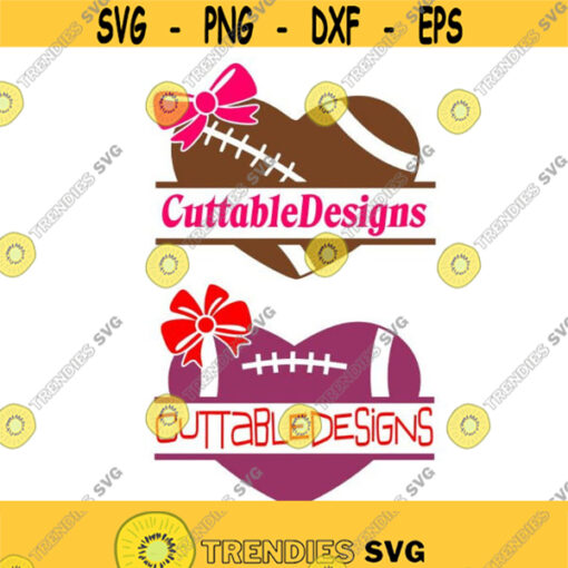 Football Ball Bow Frame Monogram Cuttable Design SVG PNG DXF eps Designs Cameo File Silhouette Design 708