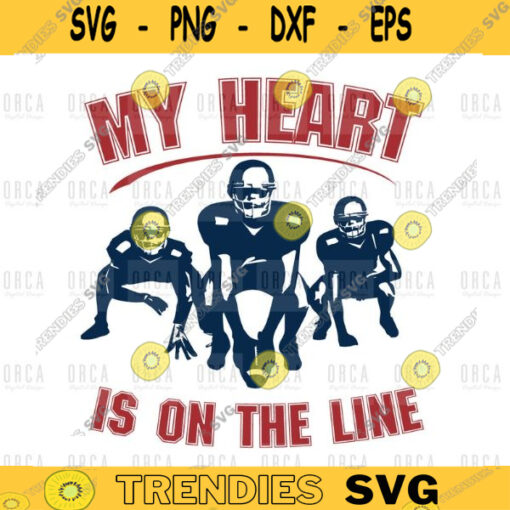 Football My Heart Is On The Line svgPNG digital file 78