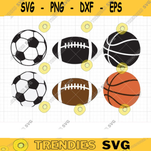 Football Soccer Ball Basketball SVG Files for Cricut or Silhouette Sport Balls SVG DXF Cut File Clipart Clip Art Set copy