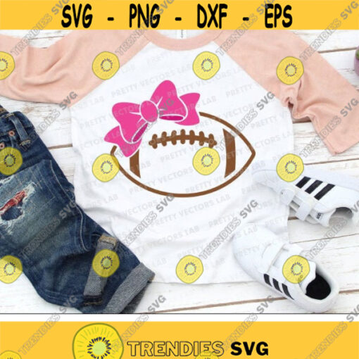 Football with Bow Svg Football Svg Girls Cut Files Cheer Sister Svg Dxf Eps Png Sports Shirt Design Game Day Clipart Silhouette Cricut Design 1066 .jpg