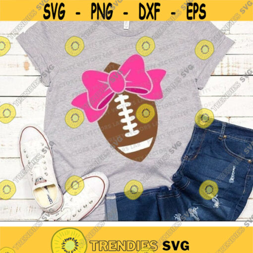 Football with Bow Svg Football Svg Kids Cut File Cheer Sister Svg Dxf Eps Png Girls Shirt Design Game Day Clipart Silhouette Cricut Design 1319 .jpg