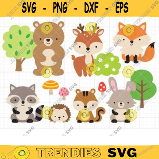 Forest Animals SVG Clipart Baby Woodland Animals Set Bundle Nursery Decor Fox Deer Bear Rabbit Squirrel Raccoon Hedgehog Svg Dxf Cut Files copy