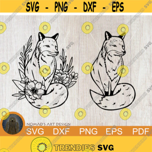 Fox Svg Floral Fox Svg Flower Fox Svg Forest Animal Svg Cute Fox Svg Fox Silhouette Wild Animal Svg Fox Decal Svg files for Cricut Design 209.jpg