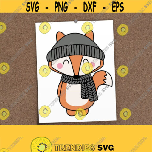 Fox with Scarf SVG. Fox in Winter Hat Cut Files. Cute Winter Woodland Animals PNG. Vector Files for Cutting Machine dxf eps jpg pdf Download Design 112