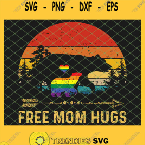 Free Mom Hugs Lgbt Pride Mama Bear Retro SVG PNG DXF EPS 1