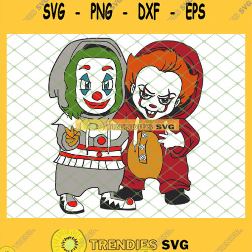 Friends Baby Joker And Pennywise It Halloween Horror Funny Costume SVG PNG DXF EPS 1