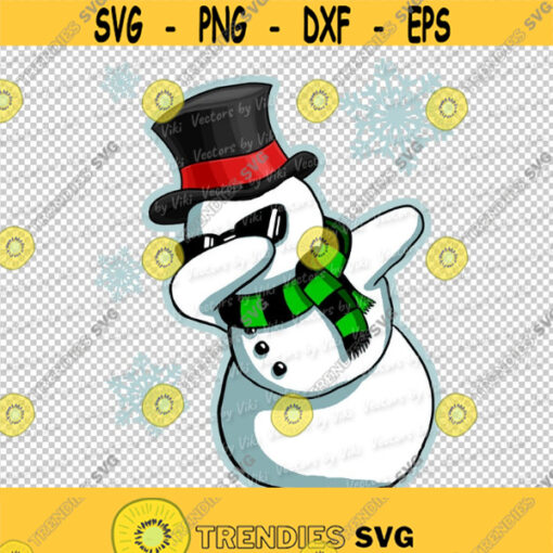 Frosty Dabbing Snowman Christmas Art JPG PNG Digital File
