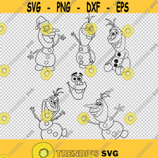Frozen Olaf Snowman Bundle Collection SVG PNG EPS File For Cricut Silhouette Cut Files Vector Digital File
