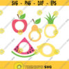 Fruit svg monogram frame svg watermelon svg lemon svg pineapple svg apple svg png dxf Cutting files Cricut Cute svg designs card Design 649