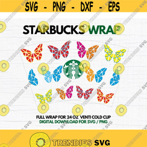 Full Wrap 3D Butterfly svg file For Starbucks Venti 24 oz Reusable Cold Cup Cut File for DIY Projects Instant Downlad Design 26