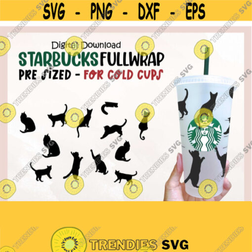 Full Wrap Cats Starbucks Cup svg Starbucks Cold Cup svg Cat Mom Cup svg Full Wrap Starbucks 24 Oz svg