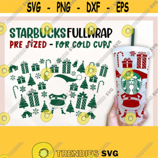 Full Wrap Christmas Starbucks Cup svg Santa Starbucks Cold Cup SVG Starbucks Cup svg Starbucks Venti Cold Cup for Cricut