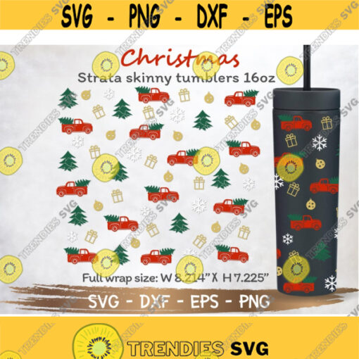 Full Wrap Christmas for Strata Skinny Tumblers 16oz SVG Cut file for Cricut and Silhouette Instant Download Design 281