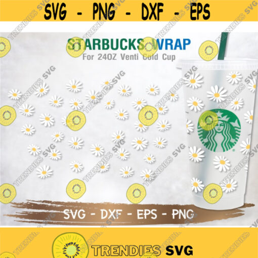 Full Wrap Daisies Starbucks Cold Cup SVG Daisy SVG DIY Venti for Cricut 24oz venti cold cup Instant Download Design 171