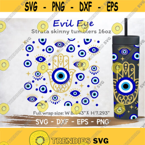 Full Wrap Evil Eye for Strata Skinny Tumblers 16oz SVG Cut file for Cricut and Silhouette Instant Download Design 278