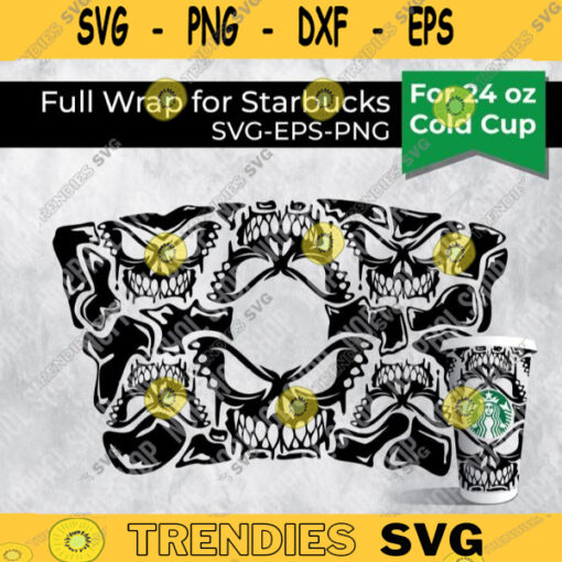 Full Wrap Halloween Buterfly skull Starbucks SVG Skull shadowHaunting Halloween for Starbucks cold Cup 24 oz. SVG file for Cricut Design 322