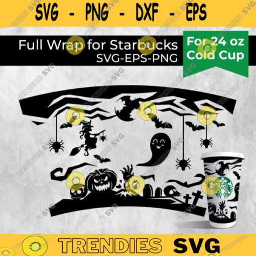 Full Wrap Halloween Day SVG for Starbucks cold Cup 24 oz. SVG file for Cricut Design 331