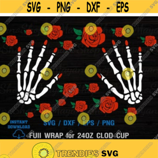 Full Wrap Halloween macabre skeleton rose Starbucks Cup SVG Starbuck Cup SVG DIY Venti for Cricut 24oz venti cold cup Digital Download Design 1