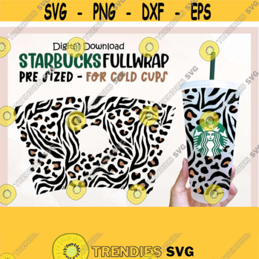 Full Wrap Leopard Cheetah Print For Starbucks Cup Starbucks Cold Cup SVG Cheetah Cup Full Wrap svg Cheetah Print svg Starbucks Cup