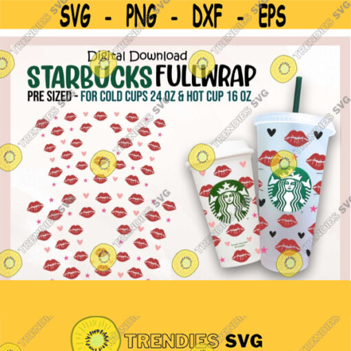 Full Wrap Love Kisses Starbucks Cup Bundle svg Starbucks Cold Cup svg Starbucks Hot Cup svg Starbucks Valentine Cup svg