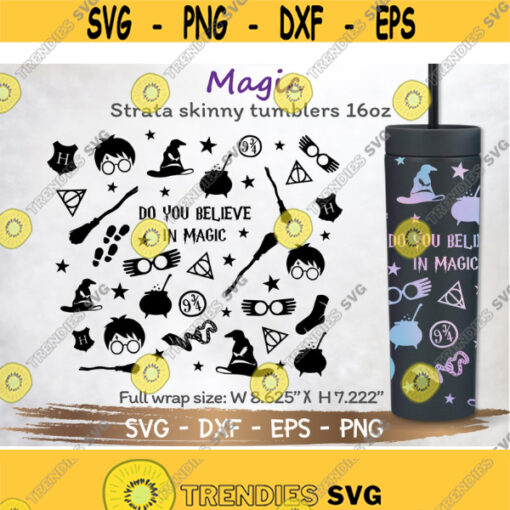 Full Wrap Magic for Strata Skinny Tumblers 16oz SVG Cut file for Cricut and Silhouette Instant Download Design 285
