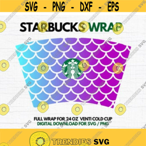 Full Wrap Mermaid Pattern svg file For Starbucks Venti 24 oz Reusable Cold Cup Cut File for DIY Projects Instant Downlad Design 22