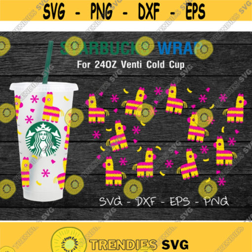 Full Wrap Pinata Starbucks Cup SVG DIY Venti for Cricut 24oz venti cold cup Instant Download Design 211