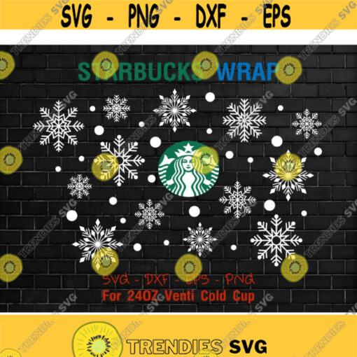 Full Wrap Snowflake Starbuck Cup SVG Christmas Starbucks Cup SVG DIY Venti for Cricut 24oz venti cold cup Instant Download Design 106
