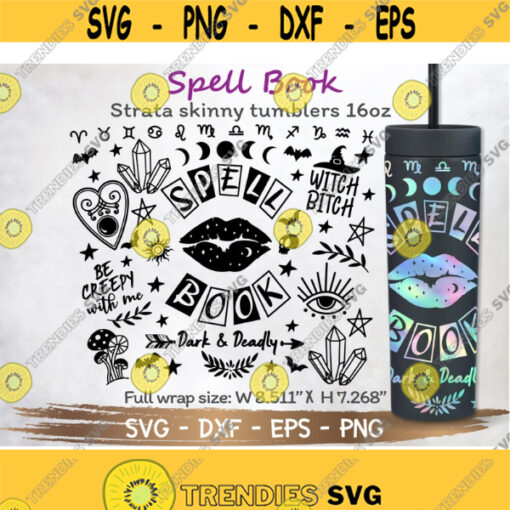 Full Wrap Spell Book for Strata Skinny Tumblers 16oz SVG Cut file for Cricut and Silhouette Instant Download Design 296