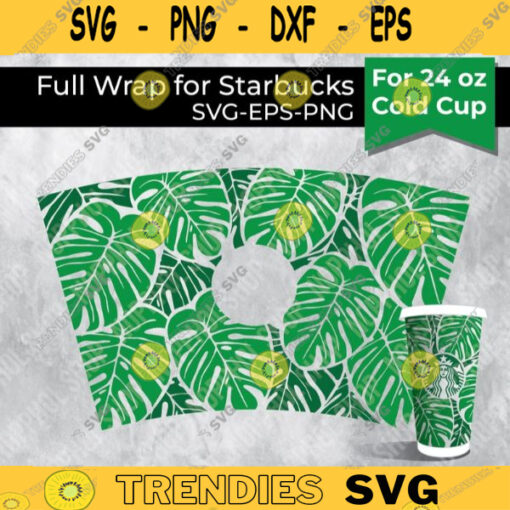 Full Wrap Starbucks Montera leaf SVG Plantfall leavesfor Starbucks cold Cup 24 oz. SVG file for Cricut Design 358
