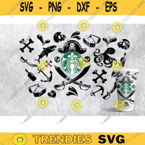 Full Wrap Starbucks Pirates svgStarbucks cup svgfor Starbucks cold Cup 24 oz. SVG file for Cricut Design 87 copy