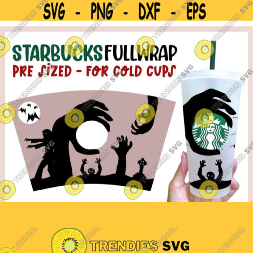 Full Wrap Starbucks Scary Halloween SVG Halloween Starbucks Cold Cup SVG Zombie Full Wrap svg Starbucks Venti Cold Cup for Cricut