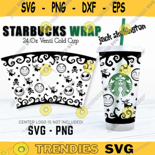 Full Wrap Starbucks jack skellington Cold Cup SVG Halloween svg Jack skellington svg DYI Venti Cup Instant Download Svg Files for Cricut 276