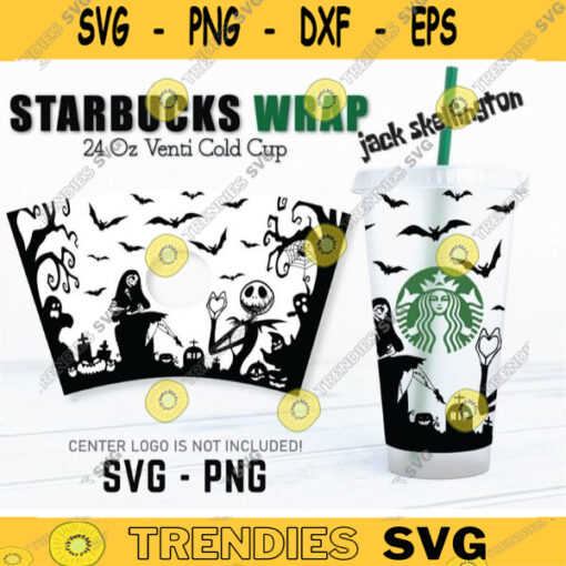 Full Wrap Starbucks jack skellington Cold Cup SVG Jack skellington svg Halloween svg DYI Venti Cup Instant Download Svg Files for Cricut 95