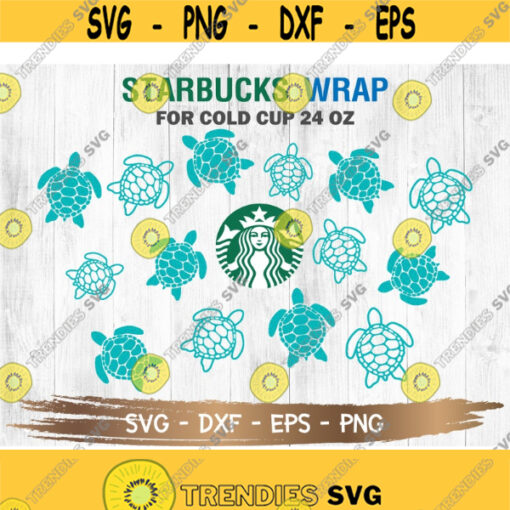 Full Wrap Turtle Starbucks Cup SVG Sea Turtle svg Venti Cold Cup 24 oz SVG file for Cricut Digital download. Design 55