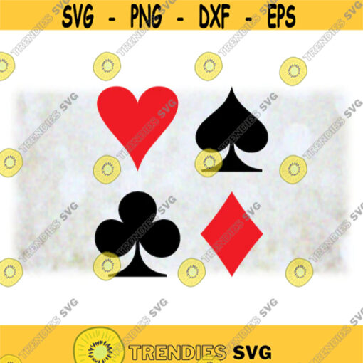 Fun Game Clip Art Value Pack Set of 4 Playing Card Suits in BlackRed Spades Hearts Diamonds and Clubs Digital Download SVG PNG Design 834