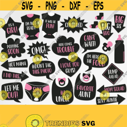 Funny Baby Photo Booth Props SVG. Baby Speech Bubbles Vector Cut Files eps dxf. Printable Girl Baby Shower Selfie Station Accessories PNG Design 915