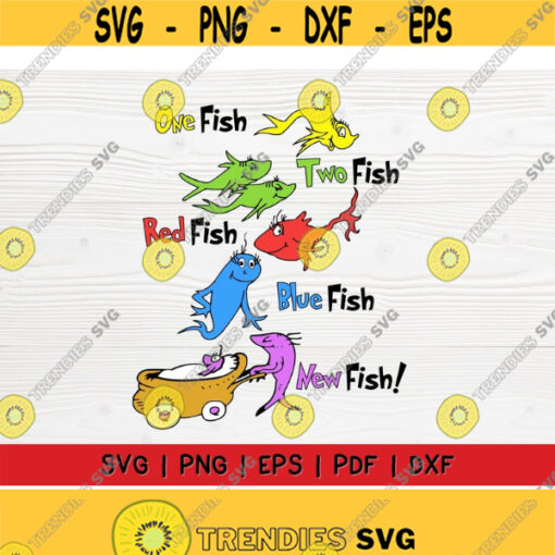 Funny Dr. Seuss Fish svg One fish two fish red fish new fish svg File for cut Instant Download Design 174