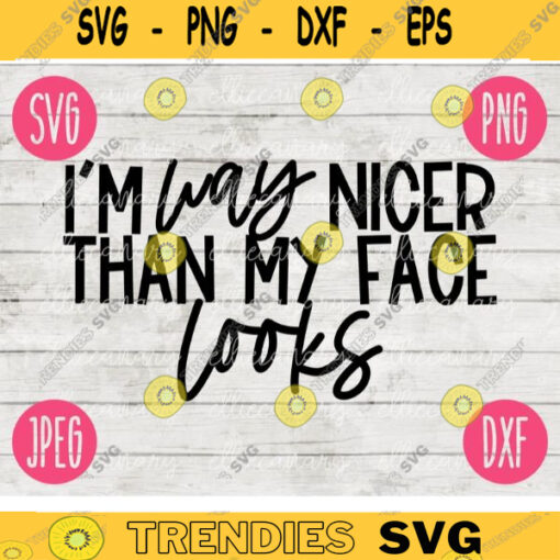 Funny Sarcastic SVG Im Way Nicer Than My Face Looks png jpeg dxf Vinyl Cut File Funny Introvert 1503