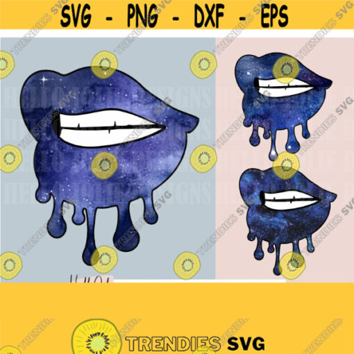 Galactic Dripping Lips clipart Dripping Lips Sublimate Transfer Biting Lips Sublimation HTV