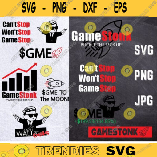 GameStop GME To The Moon SVG GME Gang gme Stock svg Wallstreet bets svg Gamestonk bundle svg file Cut Files For Cricut 585