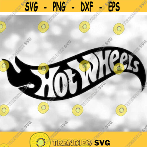 Games and Toys Clipart Black Large Bold Hot Wheels Words in Fire Shape Inspired by Mattel Logo for Toy Cars Digital Download SVG PNG Design 290