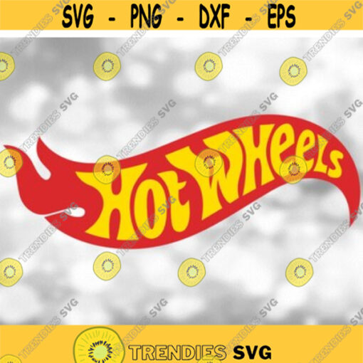 Games and Toys Clipart Red and Yellow Hot Wheels Words in Fire Shape Inspired by Mattel Logo for Toy Cars Digital Download SVG PNG Design 152